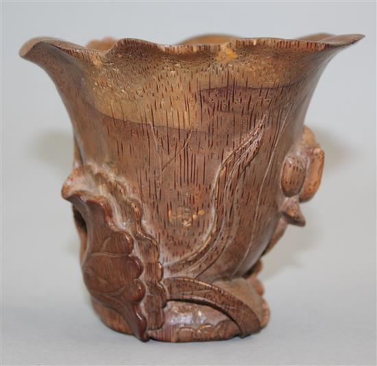 A Chinese bamboo libation cup, 10.5cm